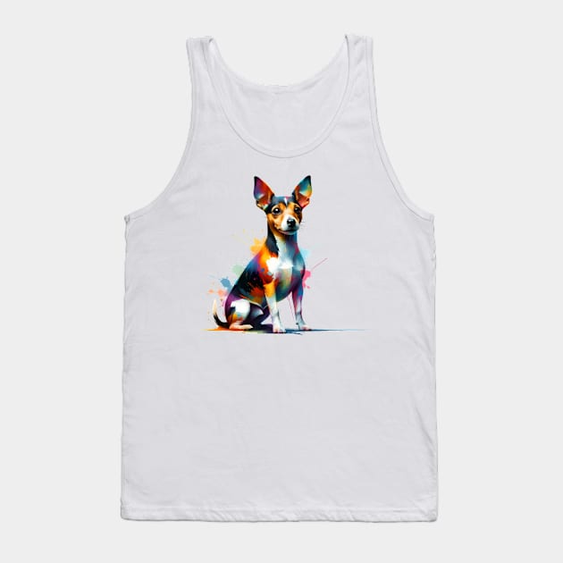 Rat Terrier in Vivid Abstract Splashed Paint Tank Top by ArtRUs